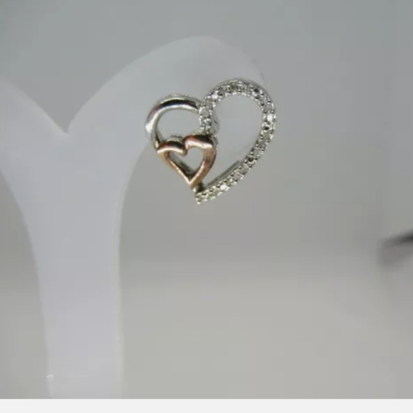 10kt Solid Gold and 925 Silver Diamond Heart Set - Picture 9 of 12